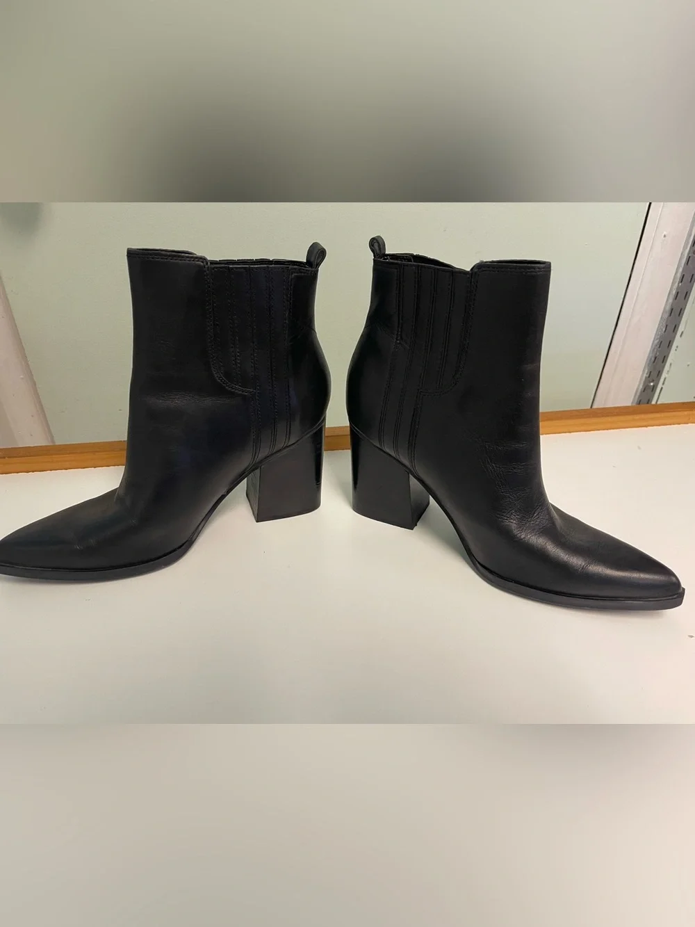 Marc Fisher LTD Black Leather Pointed Toe Ankle Booties